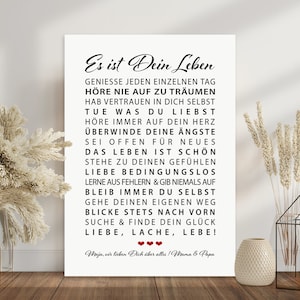 Poster Es ist Dein Leben Motivation personalisiertes Bild mit Namen Weihnachtsgeschenk Sohn Tochter Geburtstagsgeschenk Junge Mädchen 18 Geburtstag Geschenkidee persönliches Geschenk Abitur Patenkind Kommunion Konfirmation Jugendweihe Studium