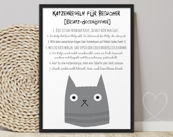 Cat Poster CAT RULES for Visitors | ABOUKI Art Print | Funny Cat Rules Picture House Rules Funny Gift for Cat Moms