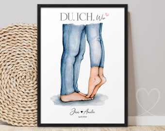 You, Me, WE Couple Poster Personalized with Names, Date, Valentine's Day Gift for Him/Her, Anniversary Gifts for Men, Wedding Anniversary, Wedding