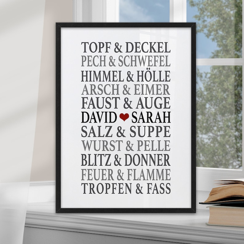 Partnerposter Poster Traumpaar Lustig mit Namen personalisiert Geschenk Partner Mann Ehemann witzige Geschenke Verlobung Hochzeit Jahrestag Valentinstag Freund Freundin Partnerin Ehefrau Geschenkidee Liebesposter Paare Hochzeitsgeschenk Geburtstag