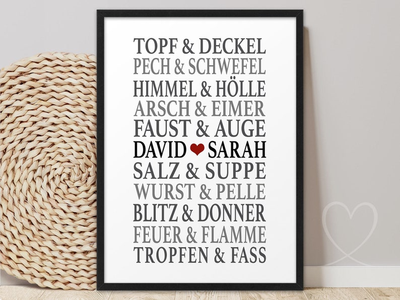 Partnerposter Poster Traumpaar Lustig mit Namen personalisiert Geschenk Partner Mann Ehemann witzige Geschenke Verlobung Hochzeit Jahrestag Valentinstag Freund Freundin Partnerin Ehefrau Geschenkidee Liebesposter Paare Hochzeitsgeschenk Geburtstag