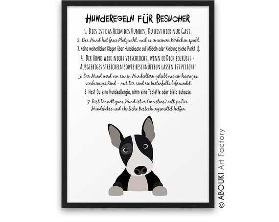 hunde regeln abouki kunstdruck poster bild geschenk etsy