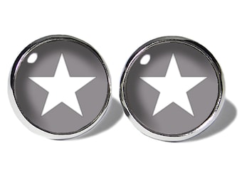Stainless steel stud earrings silver motif star white grey ABOUKI handmade earrings earrings women children unisex stars gift idea