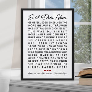 Poster Es ist Dein Leben Motivation personalisiertes Bild mit Namen Weihnachtsgeschenk Sohn Tochter Geburtstagsgeschenk Junge Mädchen 18 Geburtstag Geschenkidee persönliches Geschenk Abitur Patenkind Kommunion Konfirmation Jugendweihe Studium