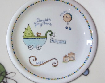 Birth plate - baptism plate "Darling-Boy"