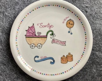 Birth Plate - Christening Plate "Darling Girl"