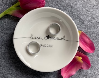 Ring plate ring bowl wedding plate "two hearts" personalized