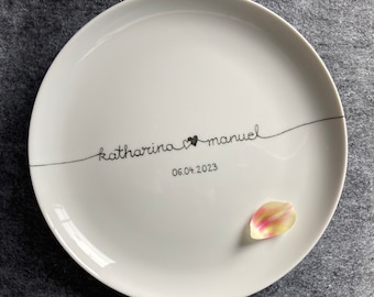 Wedding plate "two hearts" personalized wedding gift