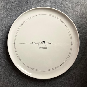 Hochzeits-Platte "zwei Herzen" 30 cm personalisiert Hochzeitsgeschenk