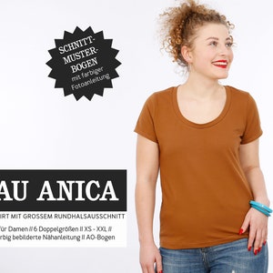 FRAU ANICA basic shirt with round neck, PAPER CUT