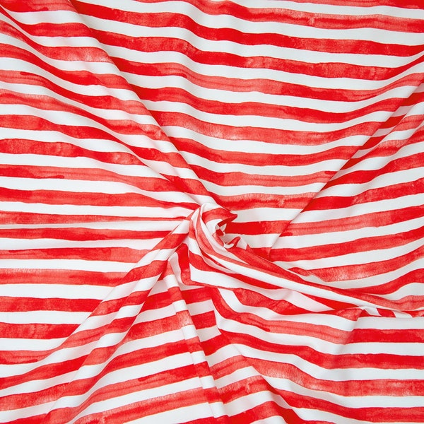 22.60EUR/meter Rescue Stripe, stretch jersey with stripes, red, Hilco, A 3836/95