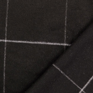 23.50 EUR/meter Coat fleece check, black/natural, 207601.5001, 470g/m2
