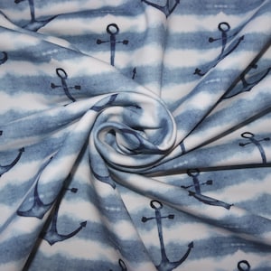 17.50 EUR/meter Toff Anchor, blue, French Terry, digital print, 50531701