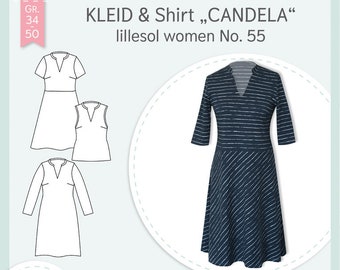 Papierschnittmuster lillesol women No.55 Kleid & Shirt Candela * mit Video-Nähanleitung *, Gr. 34-50