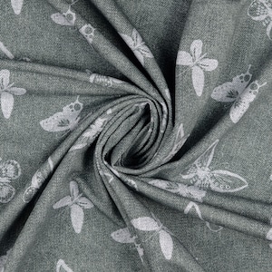 18.90 EUR/meter French Terry with butterflies in jeans style, dark grey, 209280.0002