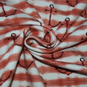 17.50 EUR/meter Toff Anchor, red, French Terry, digital print, 505315