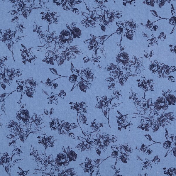 13.90 EUR/meter Cotton Vintage print, denim blue, 2087274028, 170g/m2