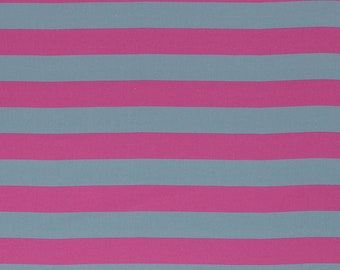 9,50 EUR/m bedruckte Baumwolle mit Blockstreifen, blau/pink, Kim, 361936