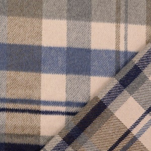 23.50 EUR/meter coat fleece check, blue/natural, 207827.0802, 470g/m2