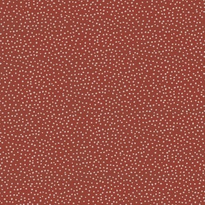 Può includere: Motivo senza cuciture con sfondo terracotta cosparso di piccoli punti bianchi irregolari. I punti variano per dimensione e densità, creando un aspetto strutturato e maculato. Adatto per tessuti, carta da parati e sfondi digitali.