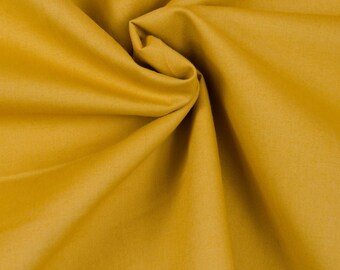 EUR 14,50/mètre coton pop Hilco, uni jaune moutarde, A1350/9, 115g/m2