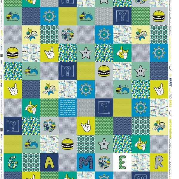 14.50EUR/meter Happy Patchwork Blanket by lycklig design, blue/green, 200156