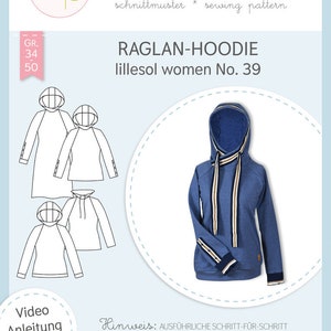 Paper pattern lillesol women No.39 Raglan hoodie *with video sewing instructions* size 34-50