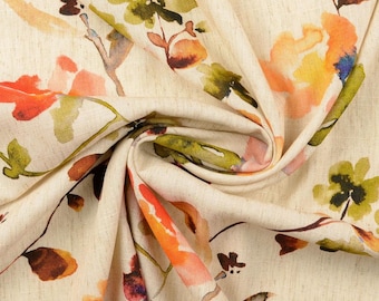 14,90 EUR/m Viskose-Leinen mit Blumenmuster, natur, 2116710801, 185g/m2