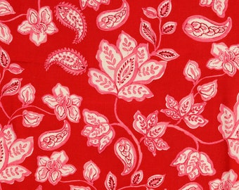 16.50 EUR/meter Linen viscose with floral pattern, red, 2086550008