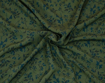 23.50 EUR/meter Christel, viscose woven fabric with delicate floral pattern, green, Hilco, M 2718/126