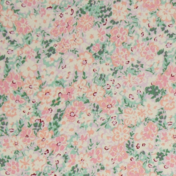 16.50 EUR/meter printed viscose woven fabric with a small flower pattern, pink, 400640