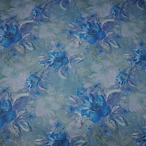 17.50 EUR/meter Painted Flower, blue/grey, French Terry, digital print, 4987126