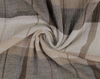 15,50 EUR/m Double Gauze/Musselin Karo beige/braun 2106780012