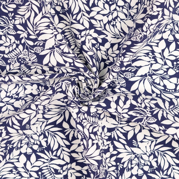 14.50 EUR/meter printed Bengalin, blue, viscose, 2086170003, 233g/m2