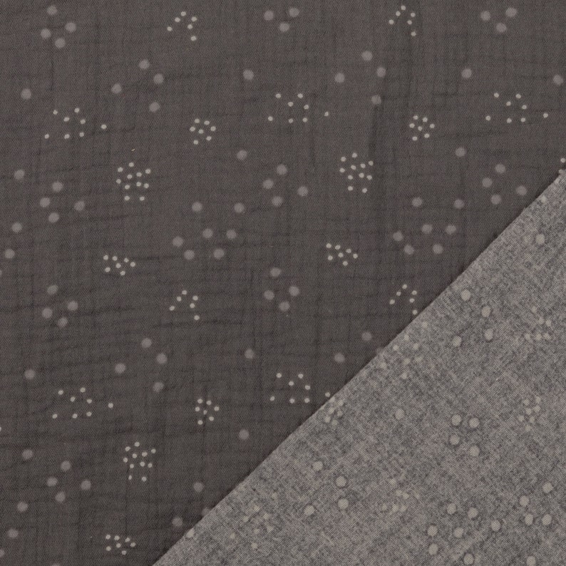 11.90 EURmeter double gauzemuslin reactively printed with polka dots grey 1334070010