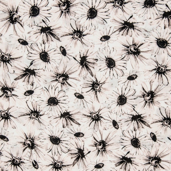 21.67 EUR/meter Elliot, viscose (woven fabric) with flowers, natural, Hilco, M2541/3, REMNANT 90 cm
