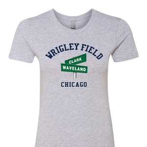 Wrigley Field  Chicago Clark and Waveland Street Sign Women&#39;s  Crew Neck T-shirt