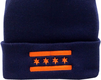 Chicago Flag Navy Cuff Knit Hat One Size