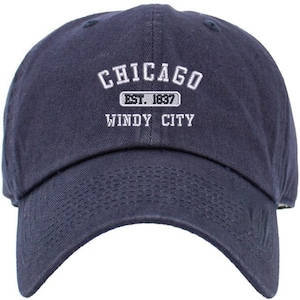 Chicago Windy City Est. 1837 Slouch Dad Cap Navy
