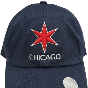 Chicago Star Slouch Hat Dad Cap Navy Buckle Back