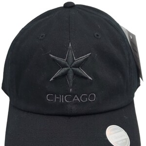 Chicago Star Slouch Hat Dad Cap Puff 3-D Embroidery Black Buckle Back