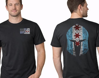 Chicago Blue Line Flag Spartan T-Shirt
