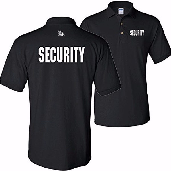 Security Silkscreen Front & Back Black Sport Polo