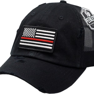 Red Line Flag Snapback Vintage Distressed Trucker Mesh