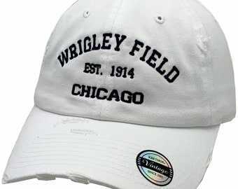 Wrigley Field Chicago Est 1914 Vintage Hat Buckle Back White