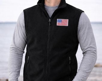 American Flag Value Fleece Vest Full Zip F219