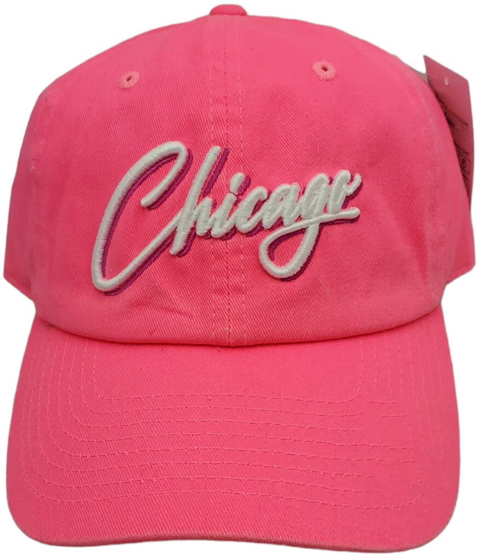 Chicago Script Slouch Hat Dad Cap Neon Pink - Etsy