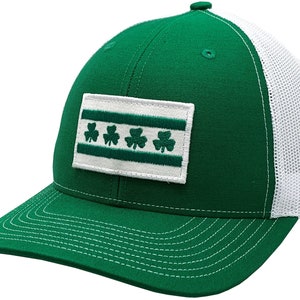 Irish Shamrock Chicago Flag Snapback Mesh Green/White