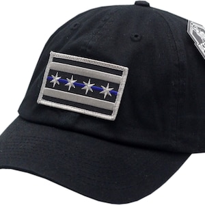 Blue Line Chicago Flag Hat Slouch Buckle Back