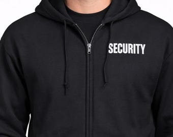Security Silkscreen Front & Back Black Full Zip Hoodie